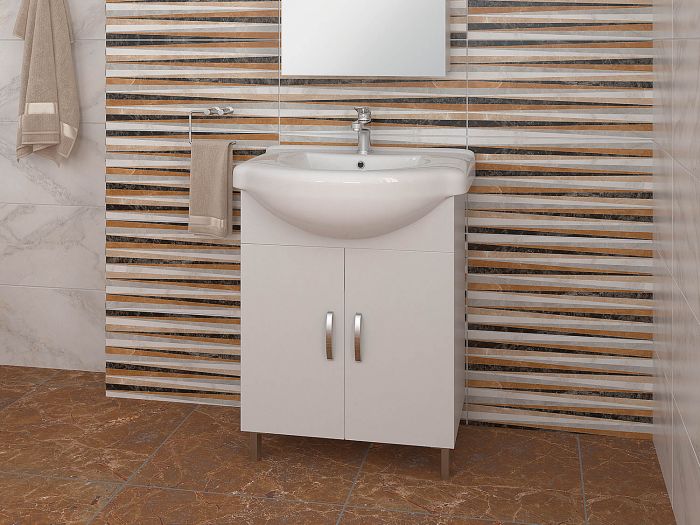 Perla White Freestanding Cabinet & Ceramic White Basin - 800 x 600 x 335mm