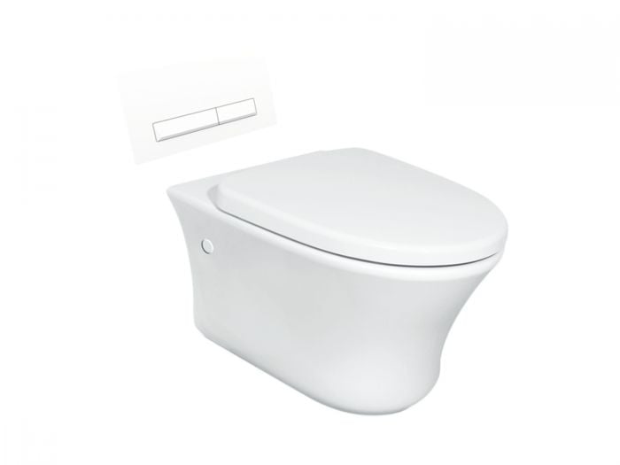Diplomat White Eco Wall Hung Toilet Pan With Torino 80 Concealed Cistern & Pyramid Flush Plate