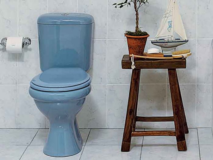 Coral Bermuda Blue Dual Top Flush Toilet Suite - Excl. Seat