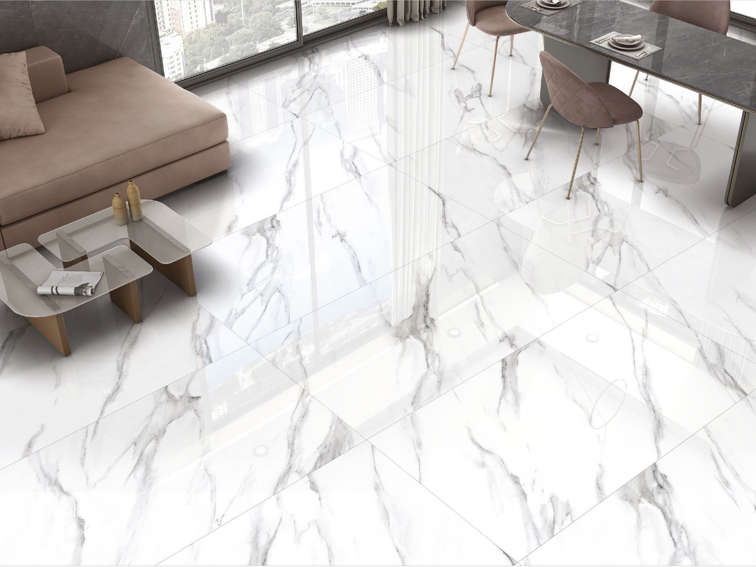 Satvario Prizma Rectified Shiny Glazed Porcelain Floor Tile - 800 x