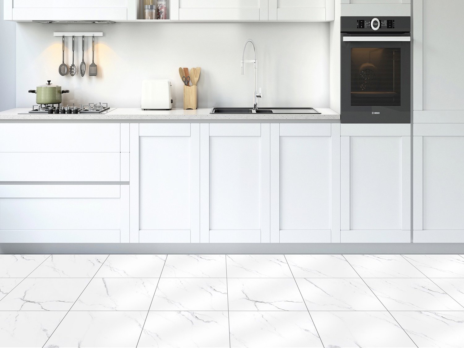 Domus White Shiny Ceramic Floor Tile - 500 x 500mm